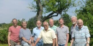 Der neu gewählte Vorstand des OGV (v.l.n.r.) Ralf Gabrich, Petra Bröckmann, Gerhardt Bernhard, Klaus Marschner, Stefan Muartin Rodiger, Oskar Krothnzert, MartinM