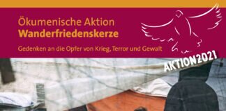 “Gestohlene Kindheit – Sackgasse Flüchtlingslager” Ökumenische Aktion “Wanderfriedenskerze” Ökumenische Aktion Wanderfriedenskerze am 19.9. um 18:30 Uhr in der Kulturkirche
