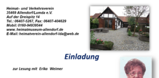 Einladung zu einer Lesung am 07. November von Frau Weimer