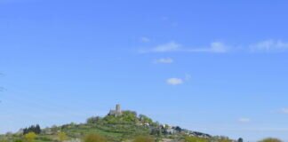 Burg Gleiberg mit blühendem Rapsfeld