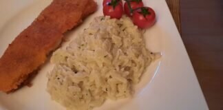 Seelachsfilet mit Reisnudeln inParmesancreme wirklich sehr lecker