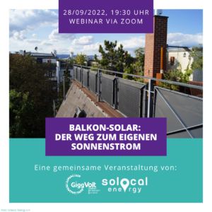 Webinar Balkon-Solar 28. September 19:30 Uhr via Zoom