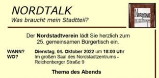 25. Bürgertisch Nordtalk im Nordstadtzentrum Der Veranstaltungsflyer