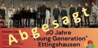 Absage Jubiläumskonzert der „Young Generation“ Ettingshausen