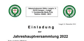 Jahreshauptversammlung des Naturschutzverein VNULL Langd