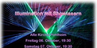 Spektakuläre Illumination mit Lasershow in der “Alten-Kirche” in Watzenborn-Steinberg am 6. und 7. Oktober 2023